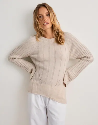 Vero Moda - Beige - Vmwren Ls Tie Pullover Knit Exp
