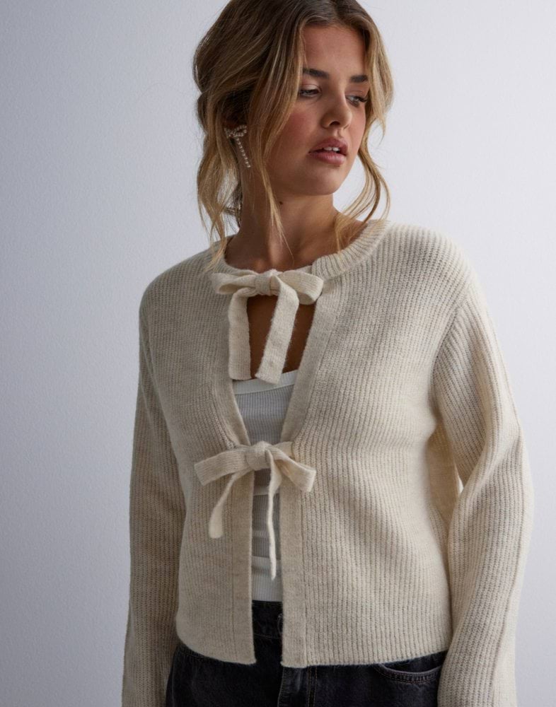 Objinge L S Re O Neck Knit Re Sandshell Detail Melange