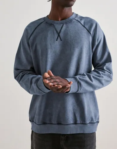 Selected Men Anrhackett Raglan Crew Neck Sweat Sweatshirts Blå