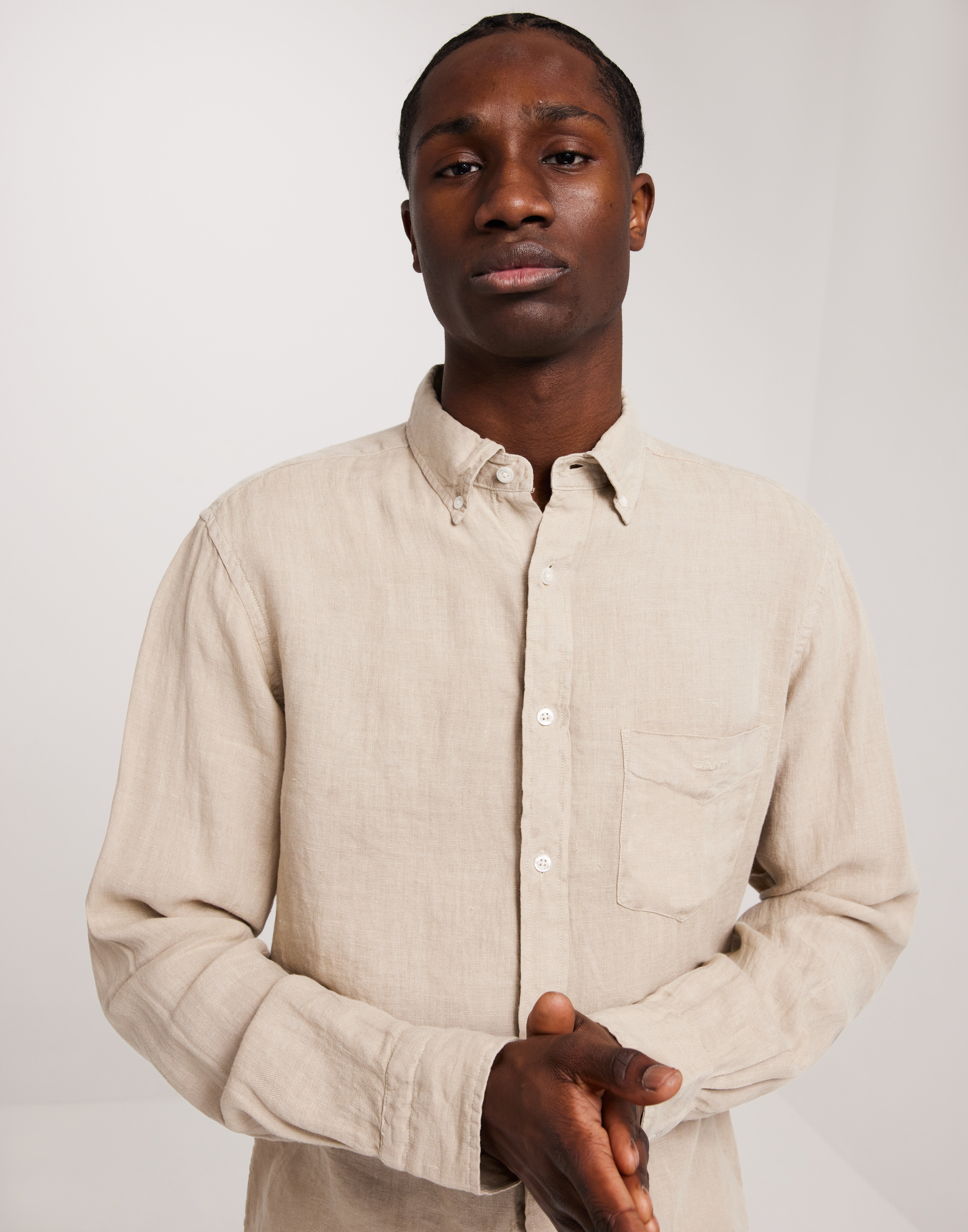 Gant Reg Gmnt Dyed Linen Shirt Hørskjorter Beige