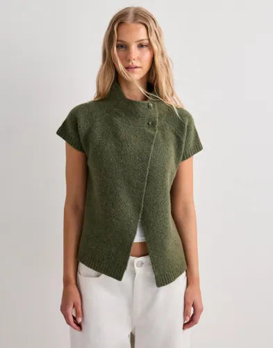 Nelly - Grøn - Short Sleeve Knit Cardigan
