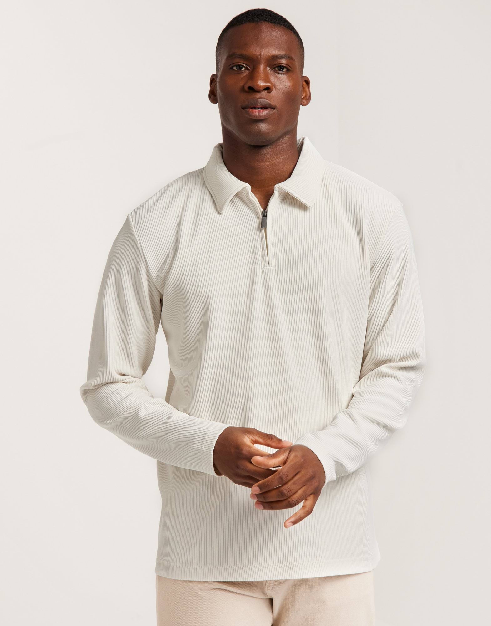 SLHRELAX-PLISSE HALF ZIP LS POLO EX