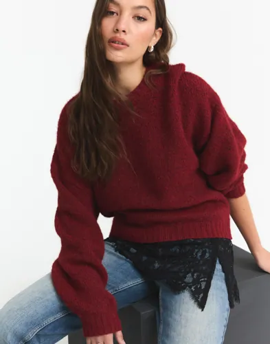 Nelly - Rød - Fuzzy Knit Sweater