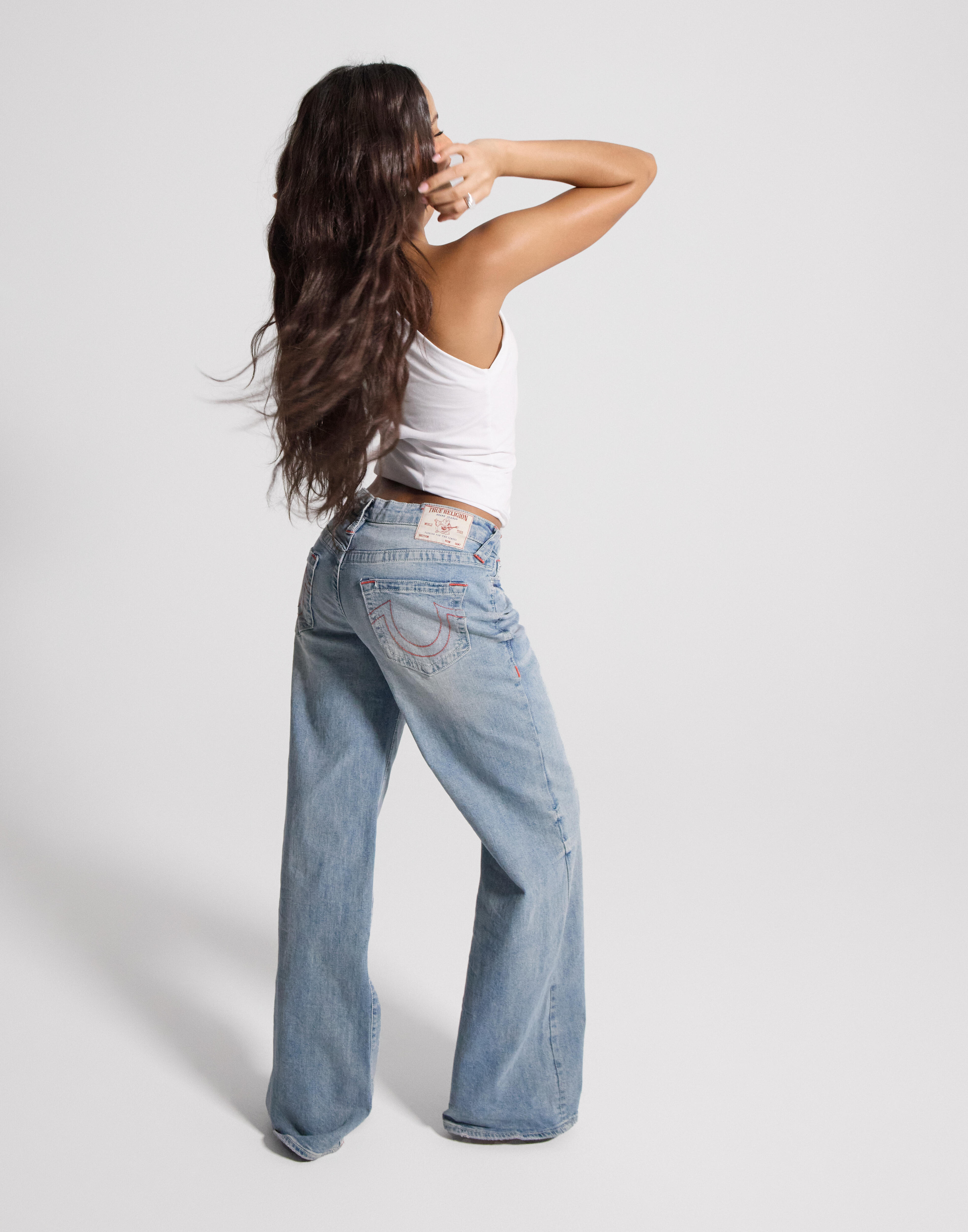 【TRUE RELIGION】★ジーンズ★ BOBBI DETACHABLE BAGGY JEAN True Religion Bobbi Baggy Jean in Blue | Lyst