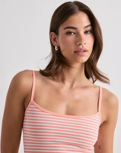 Nelly Striped Contrast Singlet linnen dam – bild 3