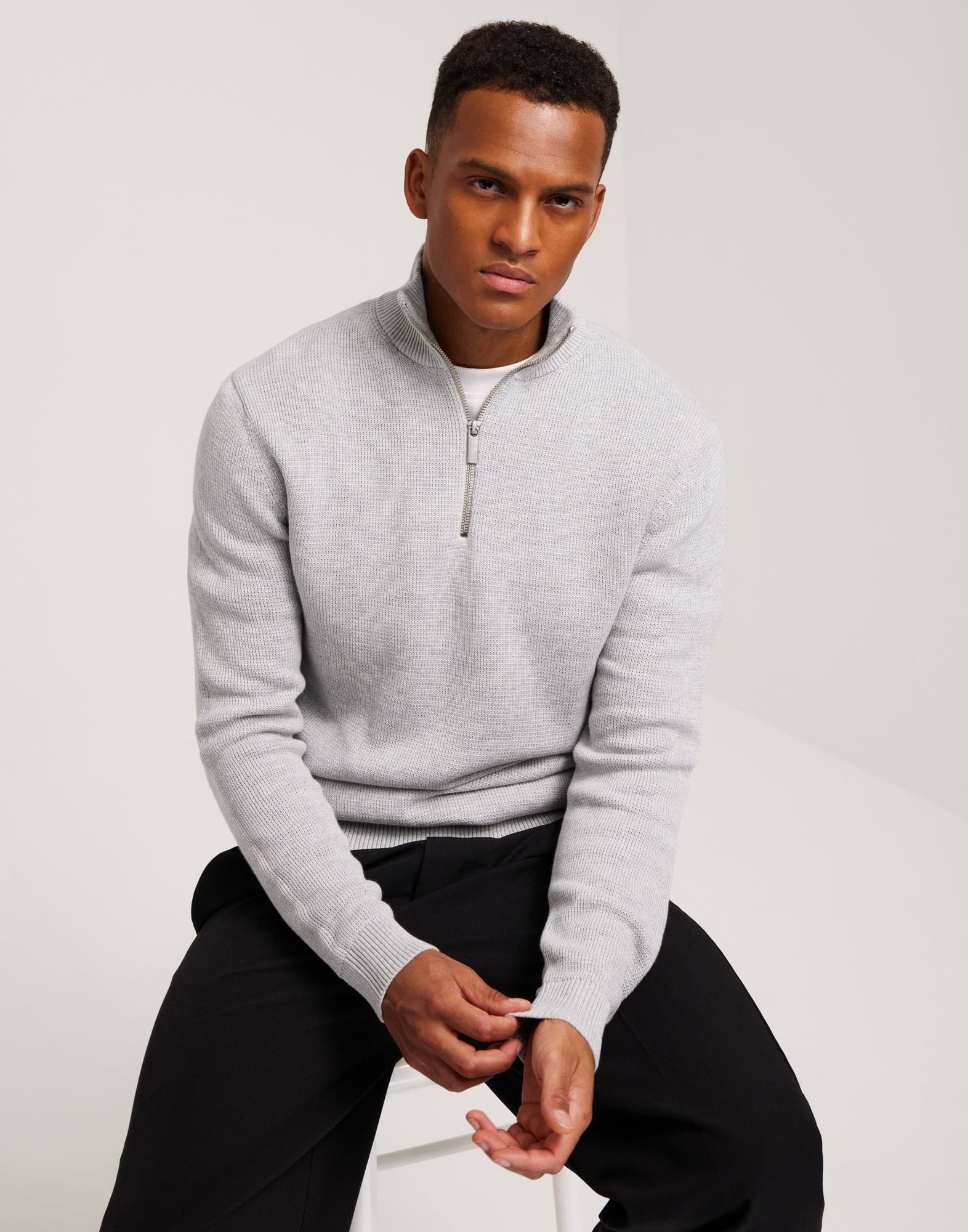 SLHDANE LS KNIT STRUCTURE HALF ZIP