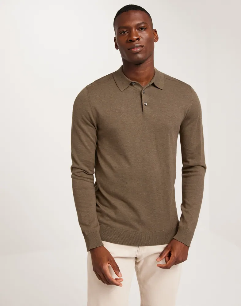 SLHBERG LS KNIT POLO NOOS