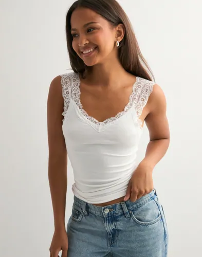Pieces - Hvid - Pcbarbera Lace Top Noos Bc