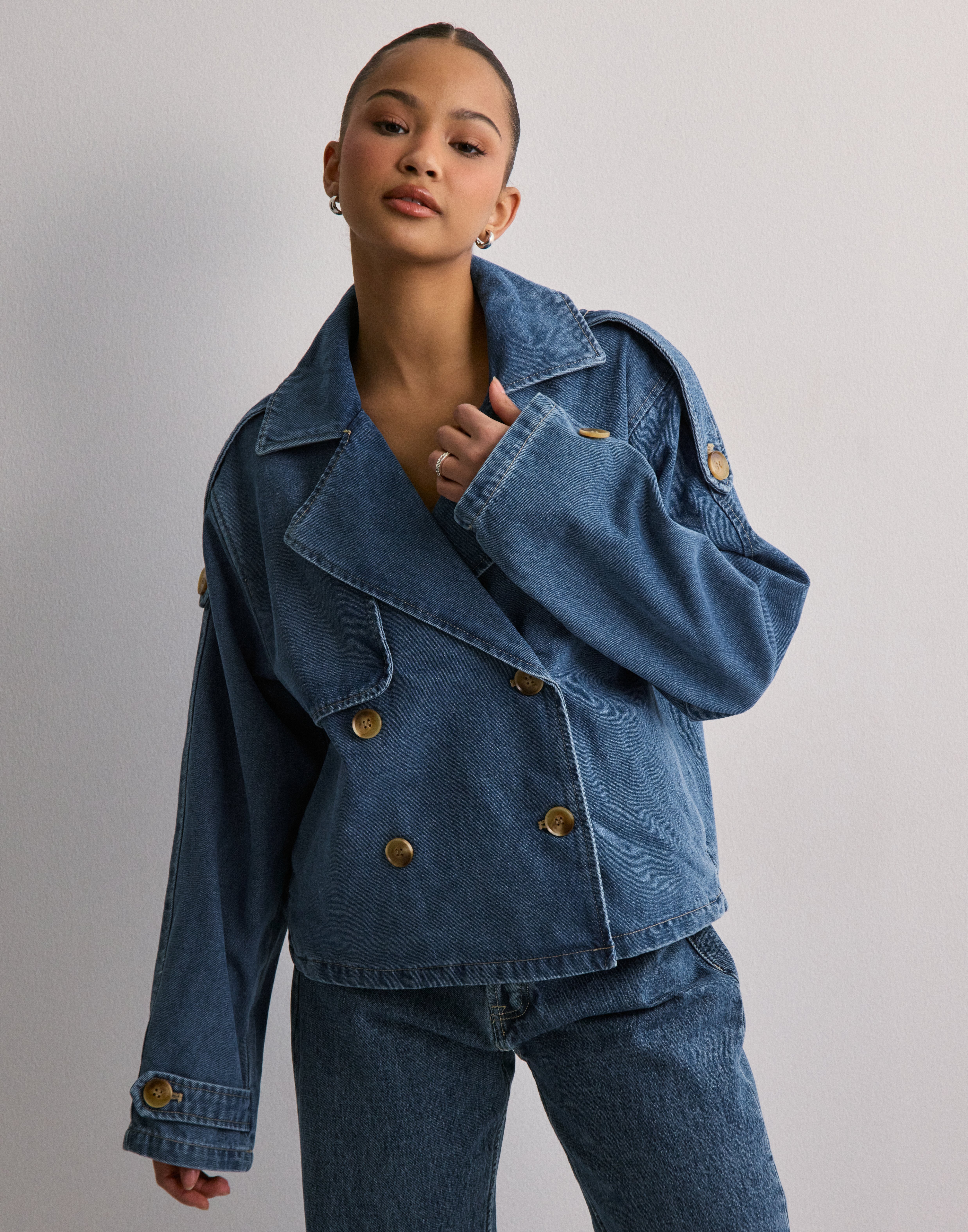Buy JJXX JXCARLIE SHORT DENIM TRENCHCOAT DNM - Medium Blue
