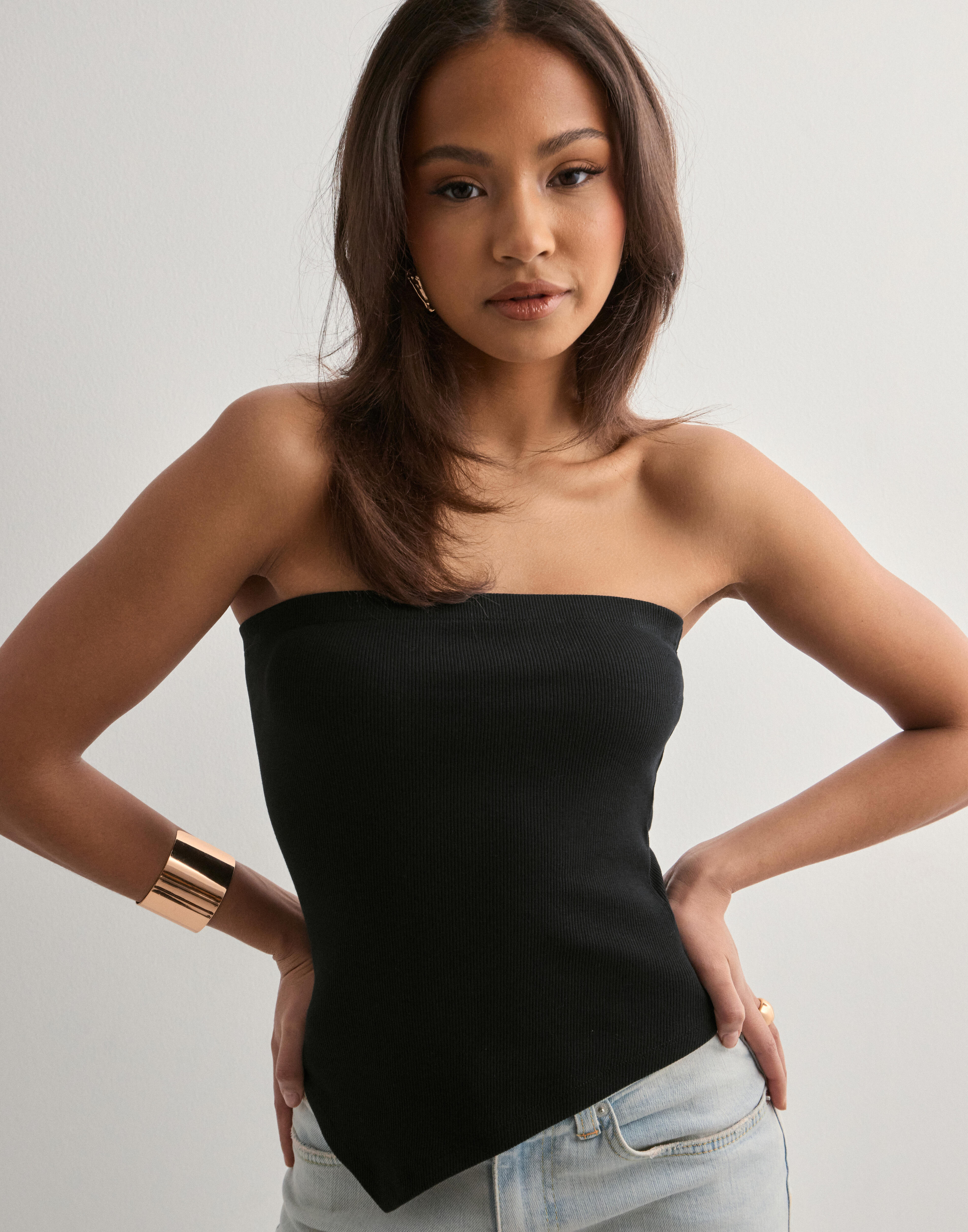 Buy Nelly Asymmetric Rib Tube Top - Black | Nelly.com