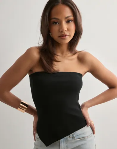Nelly - Sort - Asymmetric Rib Tube Top