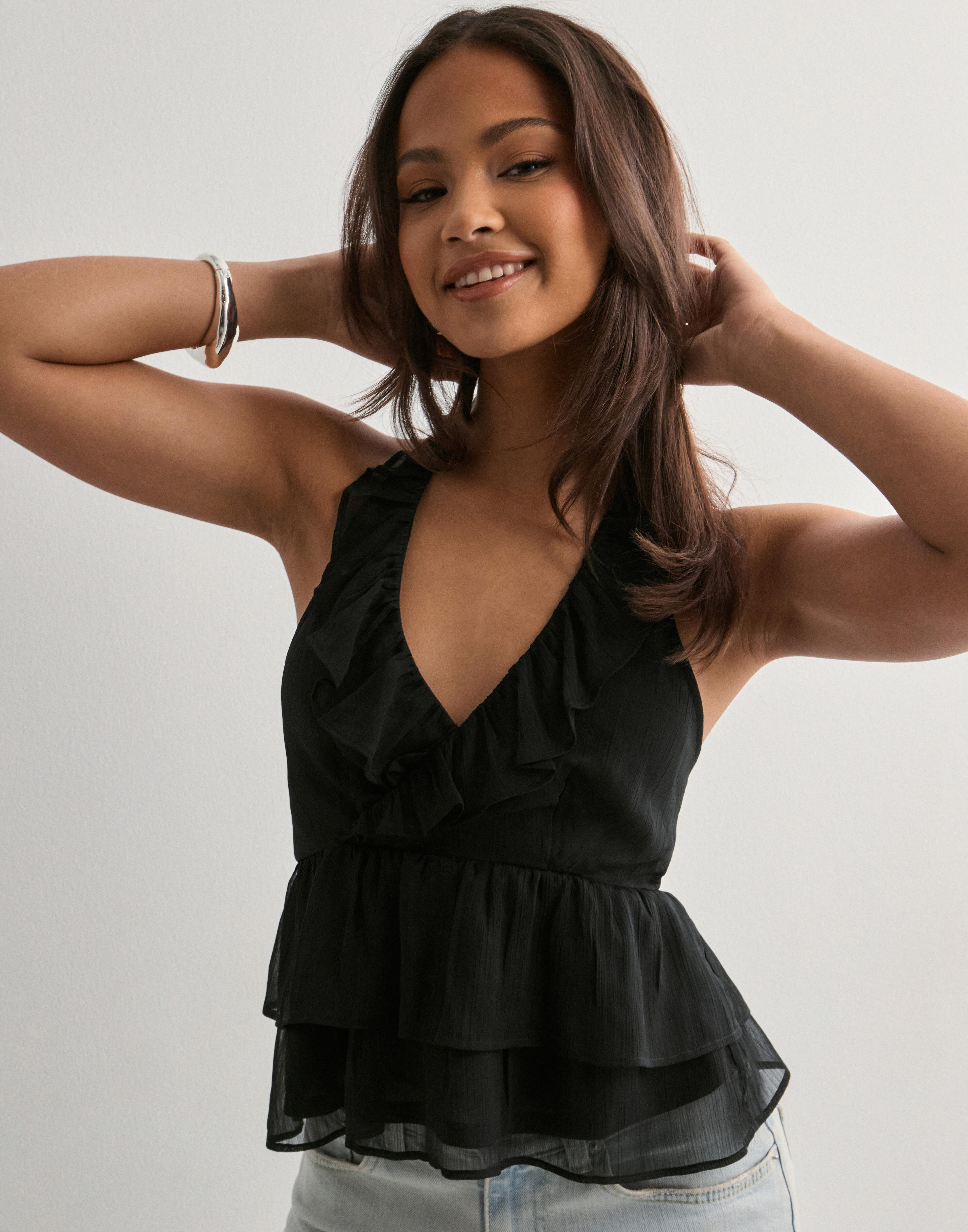 Halterneck Frill Top