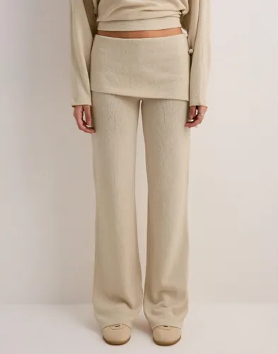 Nelly - Beige - Effortless Knit Overlay Pants