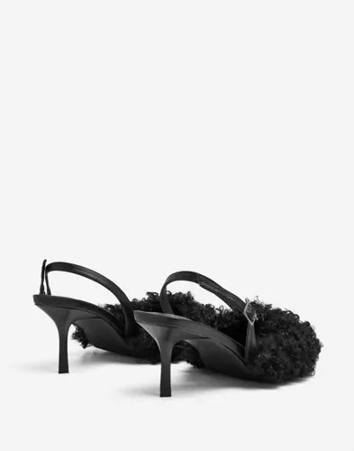 Nelly Faux Fur Slingback sandaler med klack dam – bild 3