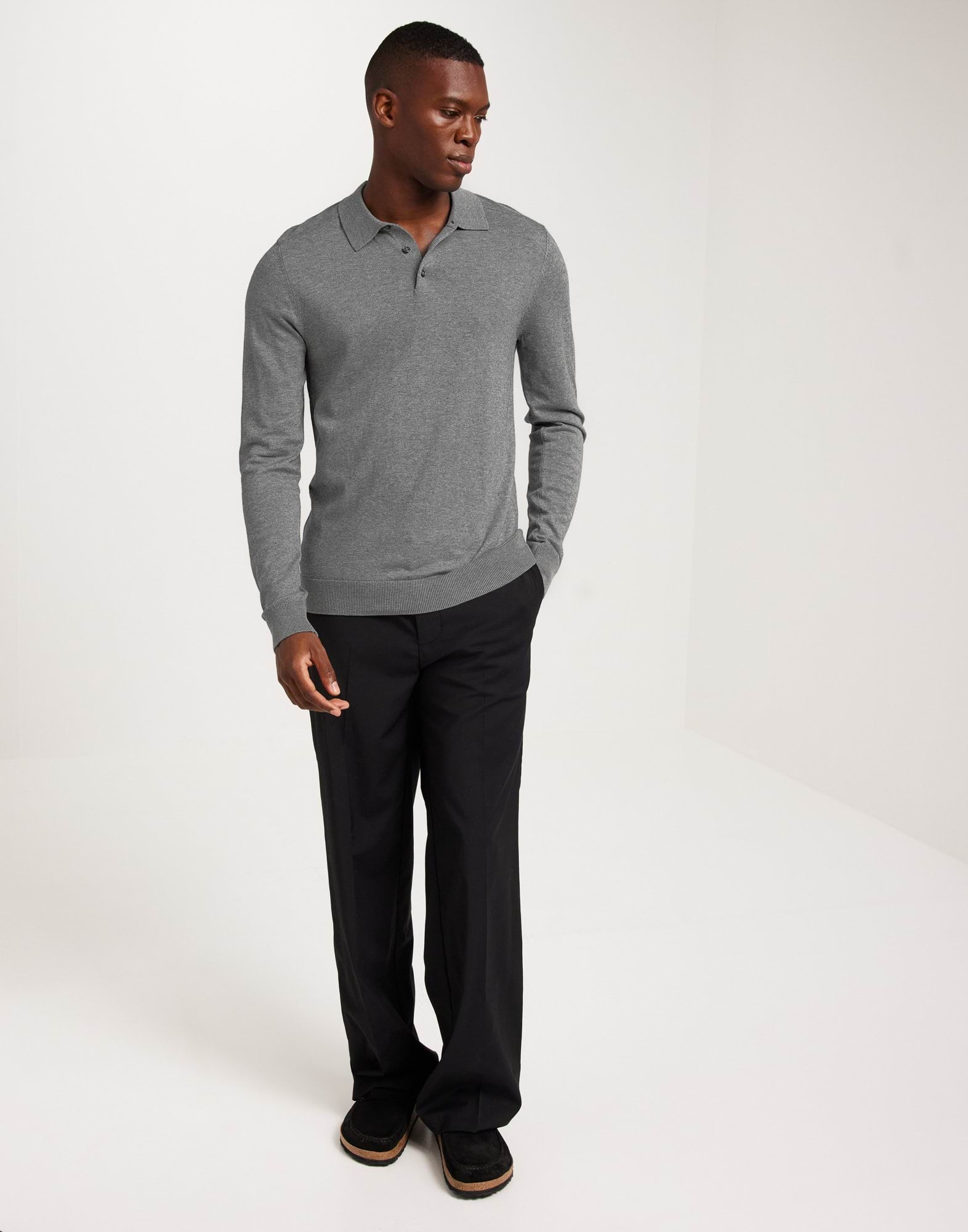 SLHBERG LS KNIT POLO NOOS