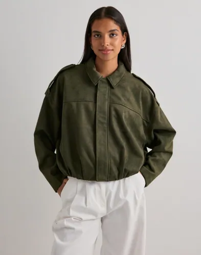 Only - Grøn - Onlmoon-Stina Faux Suede Bomber Pnt