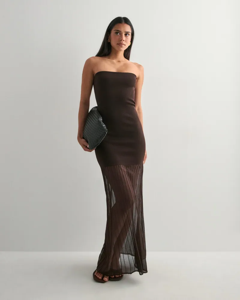 Malina - Brun - Isola Drop Waist Sheer Knitted dress 1