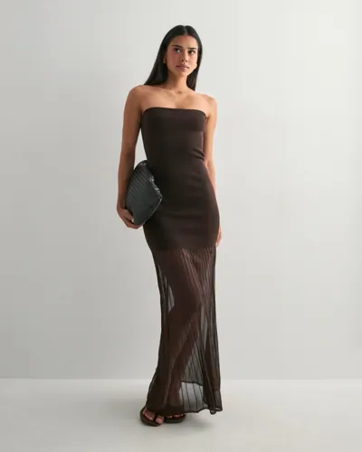 Malina - Brun - Isola Drop Waist Sheer Knitted dress