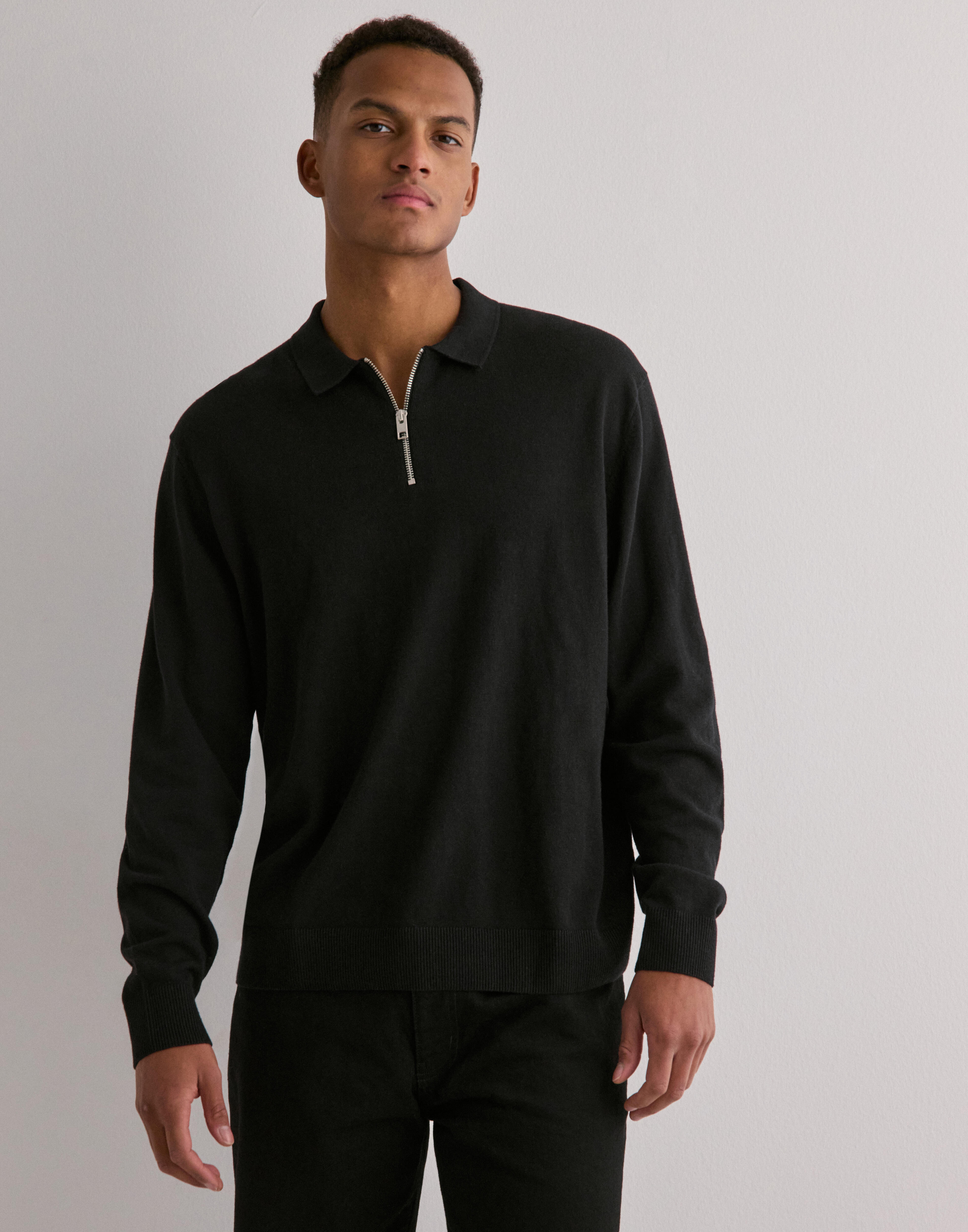 お買い得商店街 POLO KNIT JJEEMIL Jones & Jack Buy HALF Black - NOOS LS ZIP シューズ