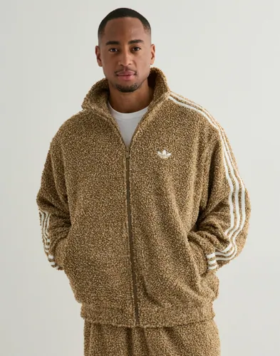 Beige half-zip-tröja från Adidas Originals i bouclé med revärer på ärmarna