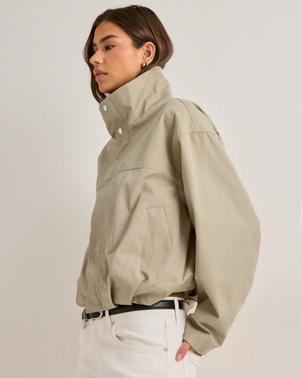 Buy Gina Tricot High neck short jacket - Kahki | Nelly.com