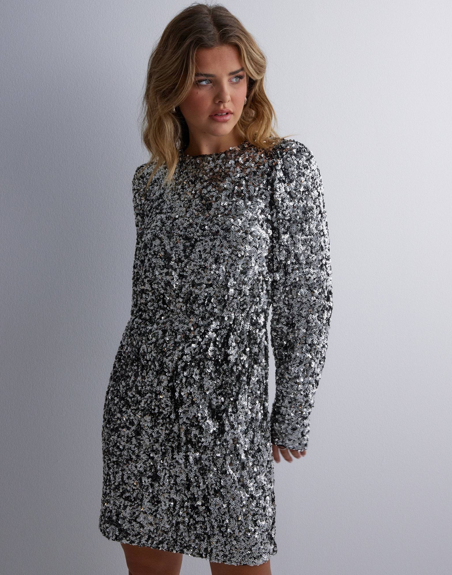Slfnoel Ls Ankle Sequins Dress Black