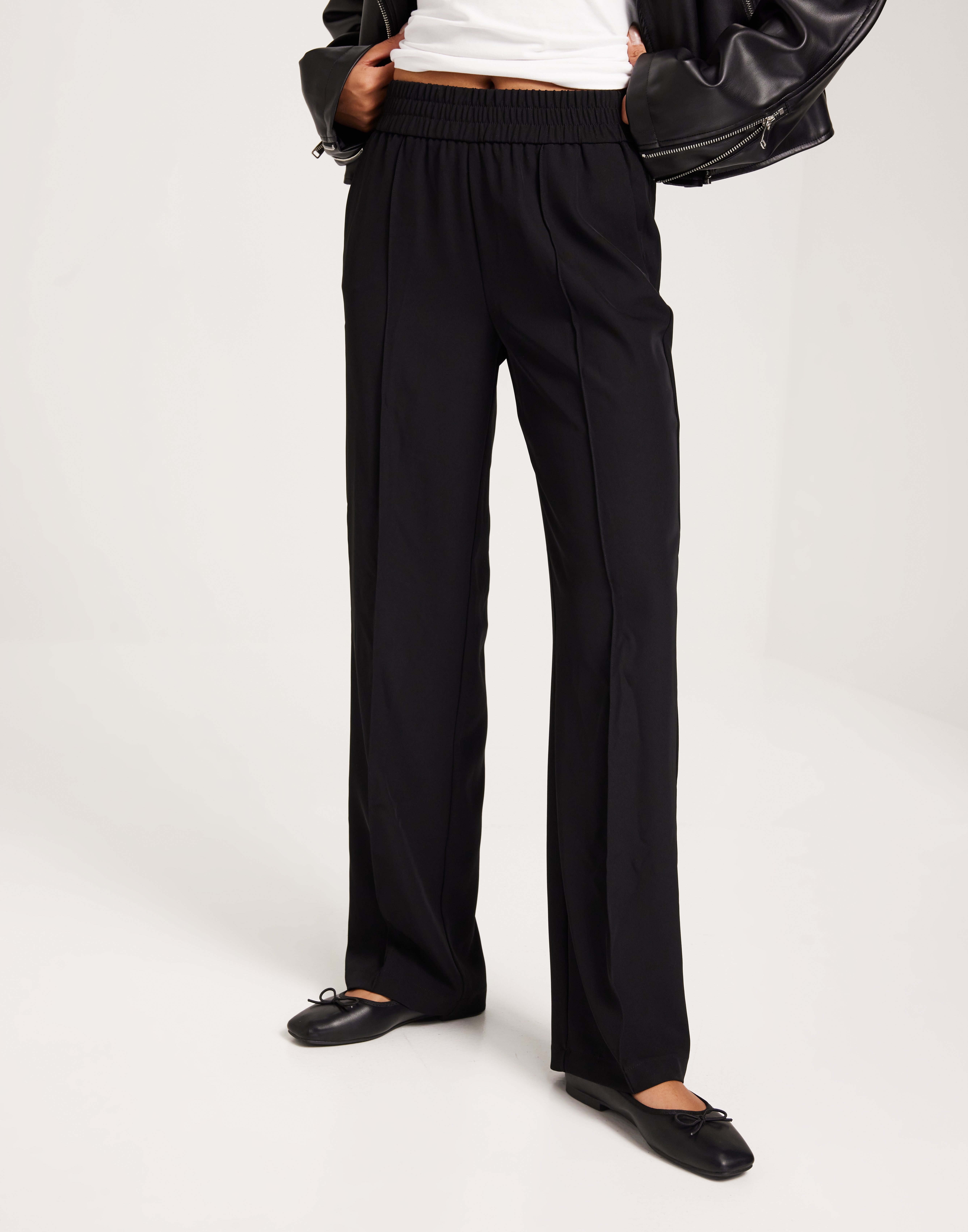 Buy Only ONLLUCY LAURA MW WIDE PIN PANT TLR Black Nelly