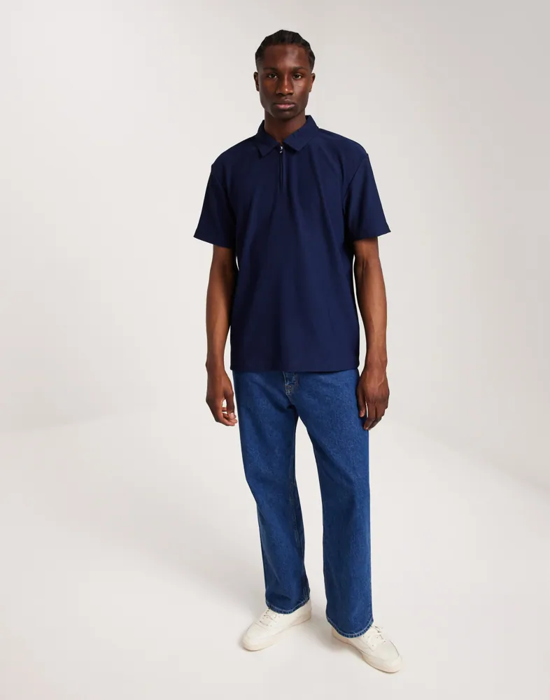 SLHRELAX-PLISSE HALF ZIP SS POLO EX