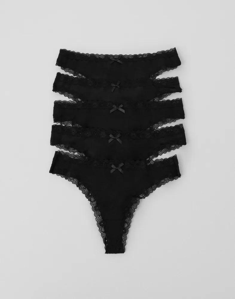 Essential Microfibre Thong 5 Pack 5x0039 Black Black Beige Beige White