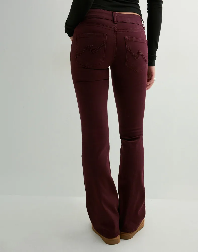 Buy Nelly Low Waist Bootcut Stitch Jeans Wine Red