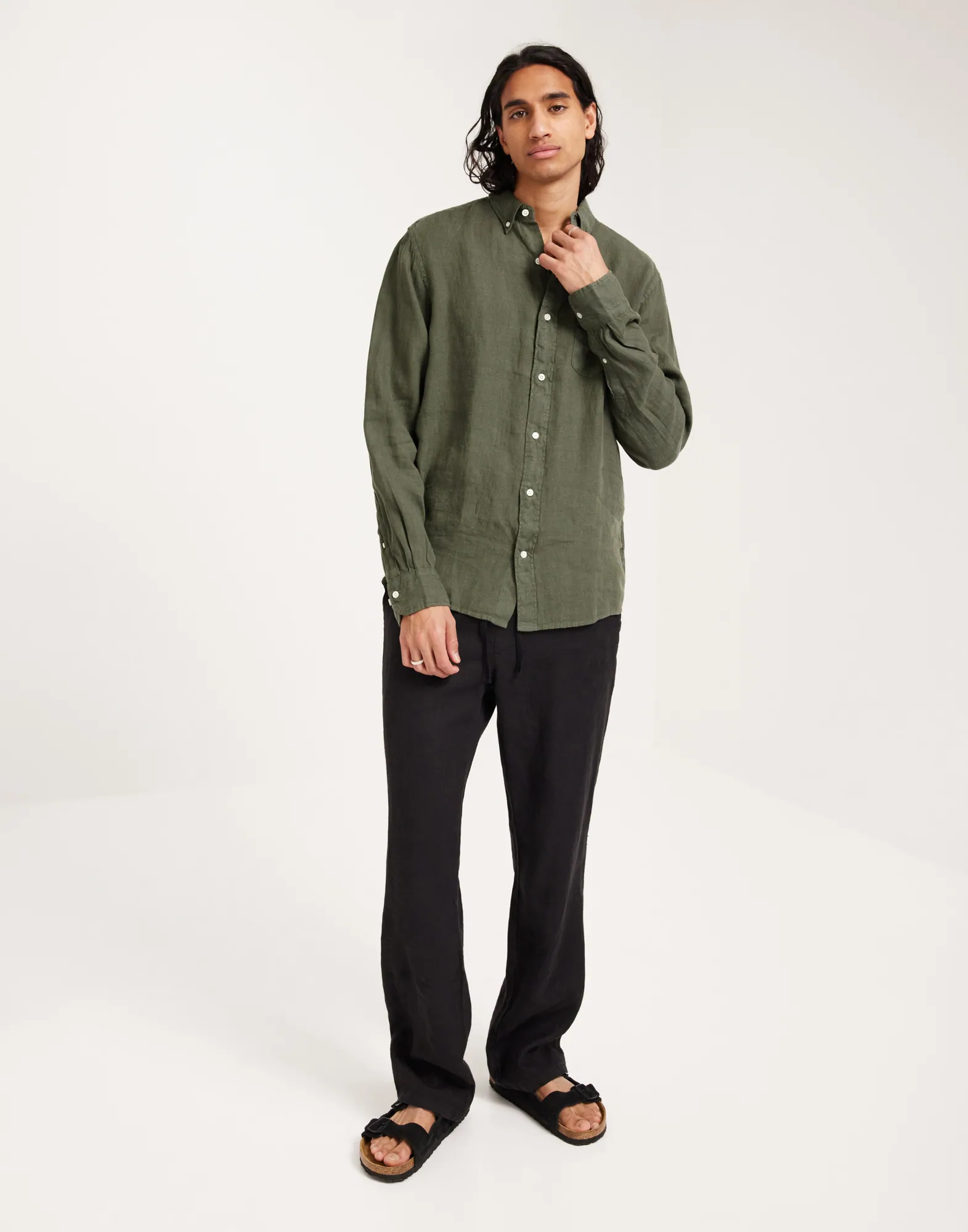 REG UT GMNT DYED LINEN SHIRT