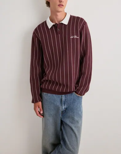 Les Deux Signature Knitted Ls Polo Långärmad piké Brun