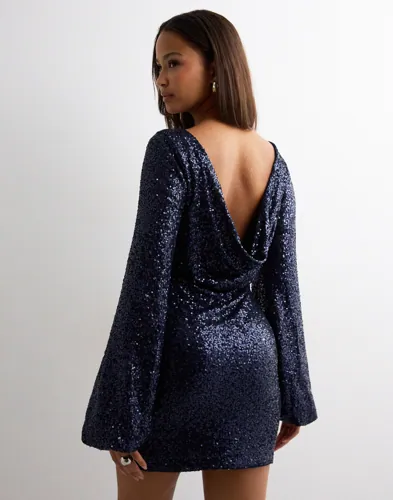 Nelly - Blå - Sparkling Cowlneck Dress