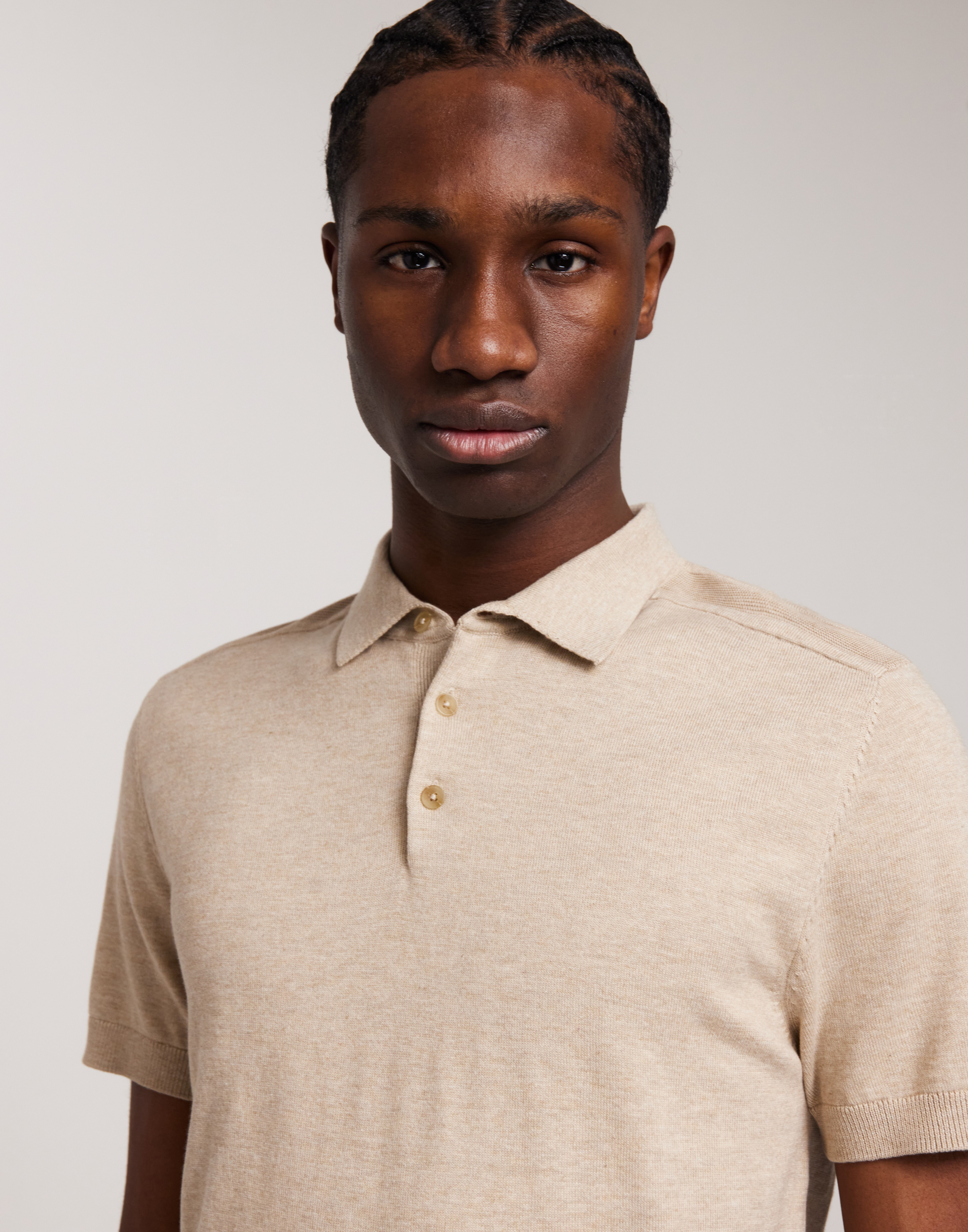 Collar Zalando Homme Polo Textured Knitted Open Collar Polo Shirt
