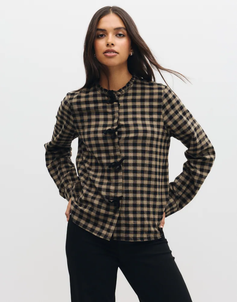 Onlfrida Check Bow Detail Shirt Wvn