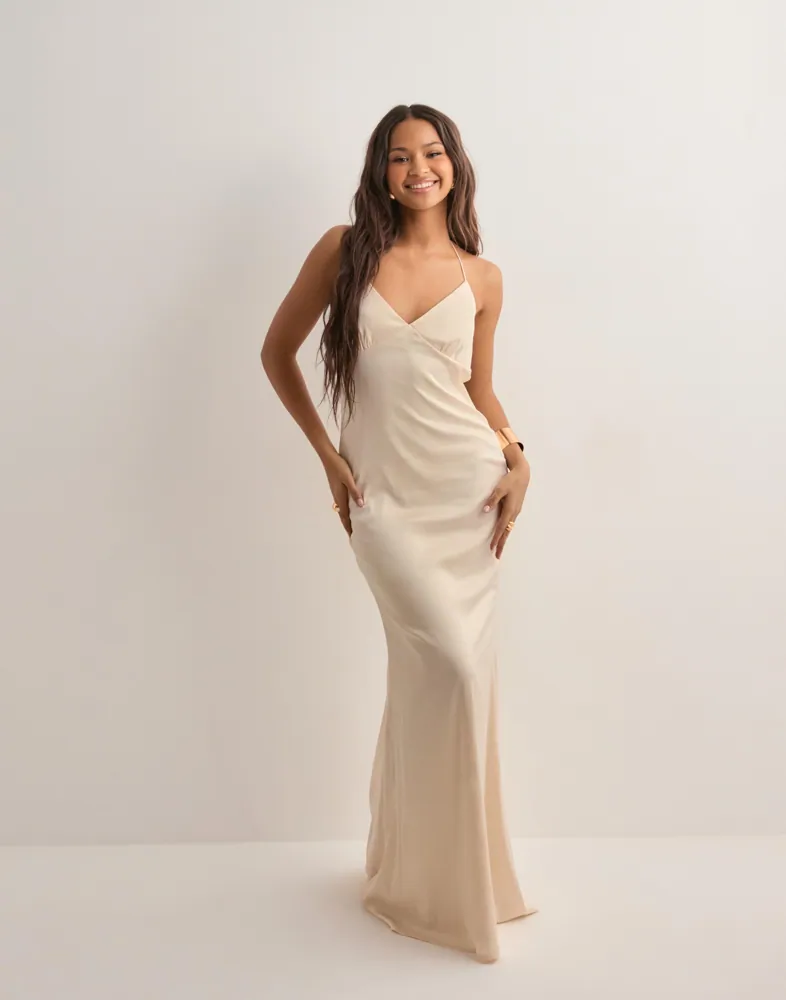 Buy Nelly Perfect Satin Dress - Cream | Nelly.com