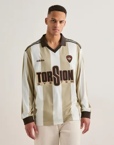 Beige jersey-sweatshirt från Adidas Originals med broderade loggor