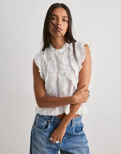 Neo Noir - Hvid - Celia Ruffle Top
