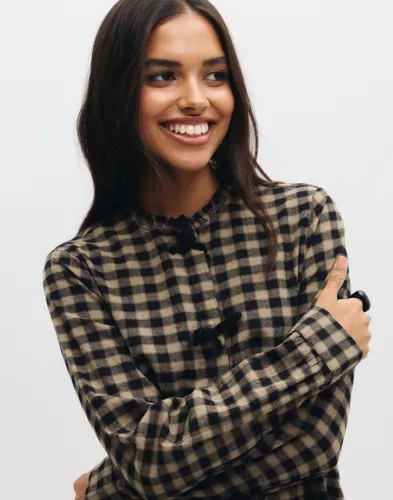 ONLY Onlfrida Check Bow Detail Shirt Wvn skjortor dam – bild 3