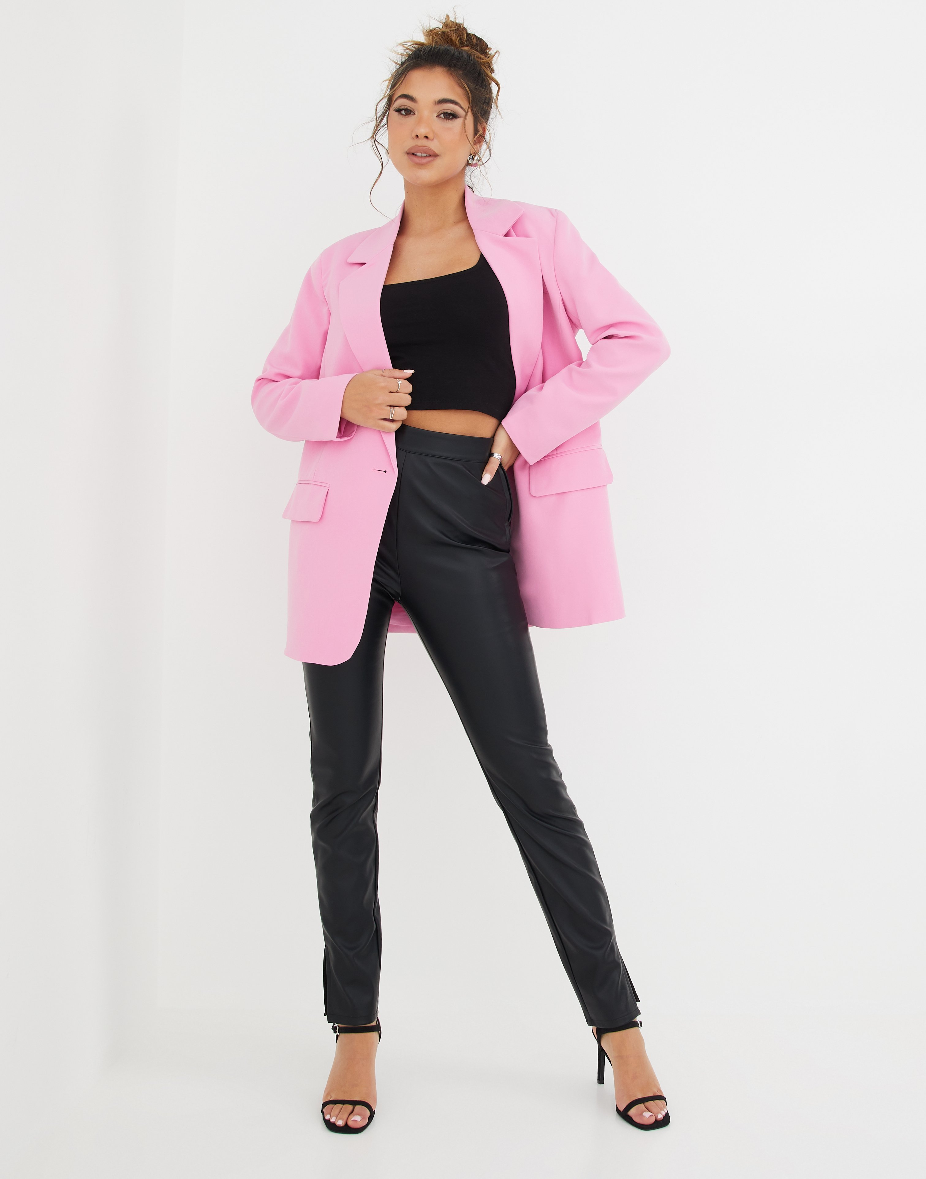 Buy Nelly Split Up Pu Pants - Black | Nelly.com