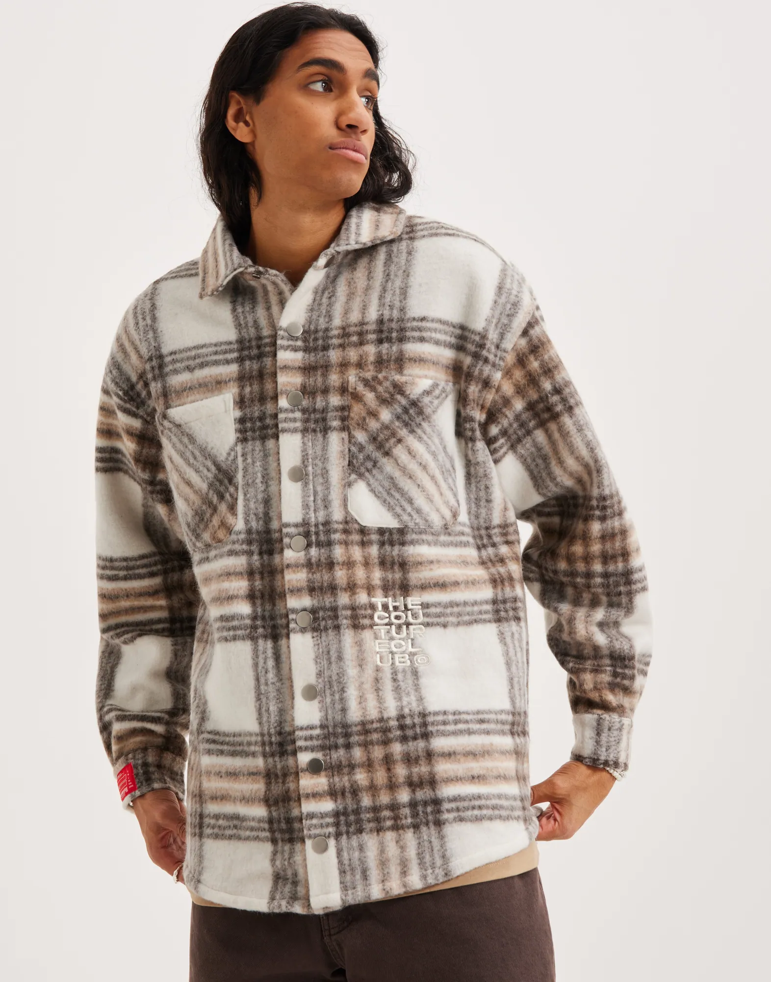 BRUSHED CHECK SHACKET-BEIGE