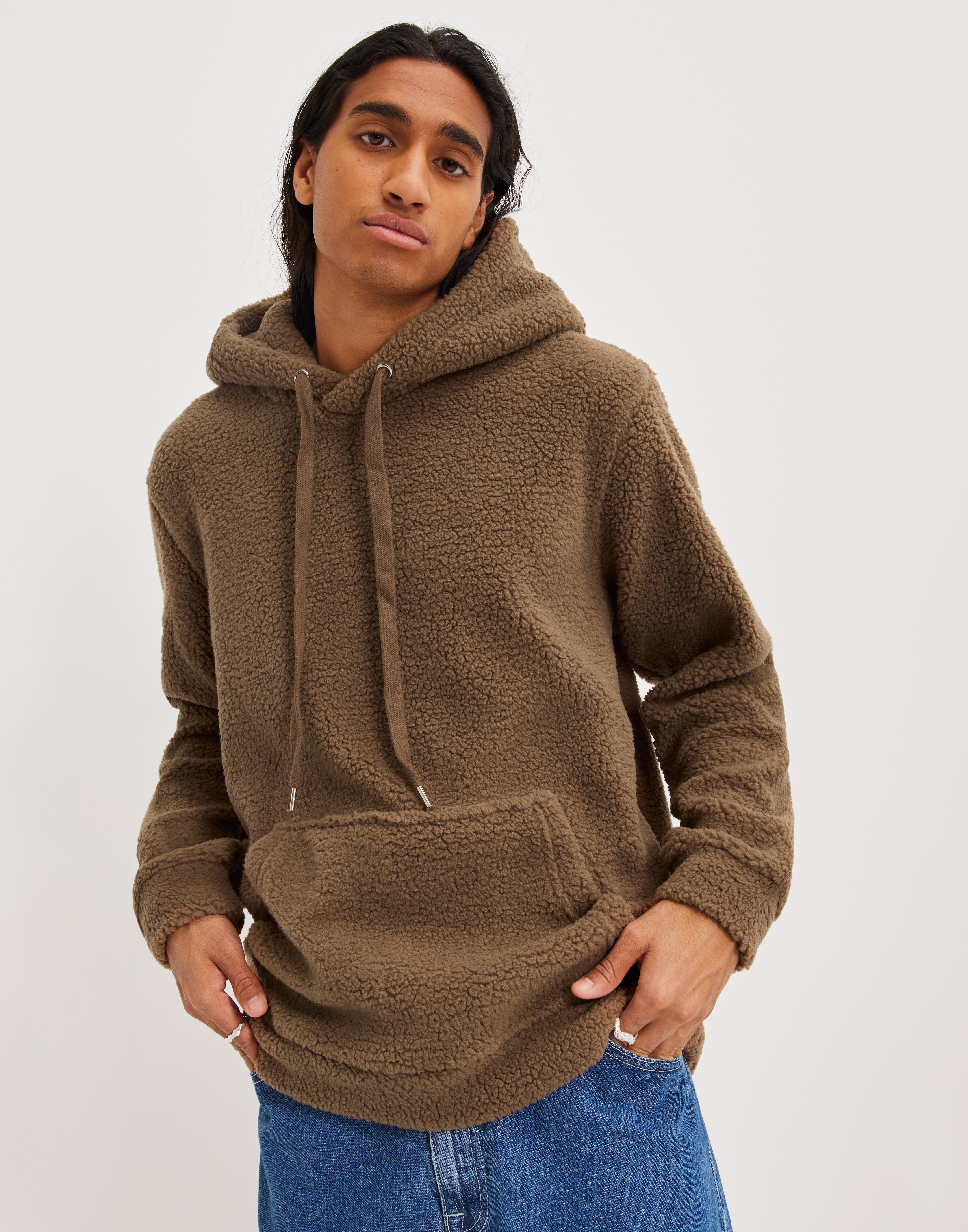 Buy Only Sons ONSREMY REG TEDDY HOODIE SWEAT Partridge NLYMAN