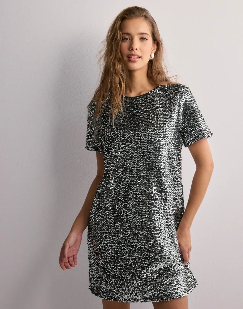 pieces sequin dress PCSERENA SEQUIN SS O-NECK DRESS MM