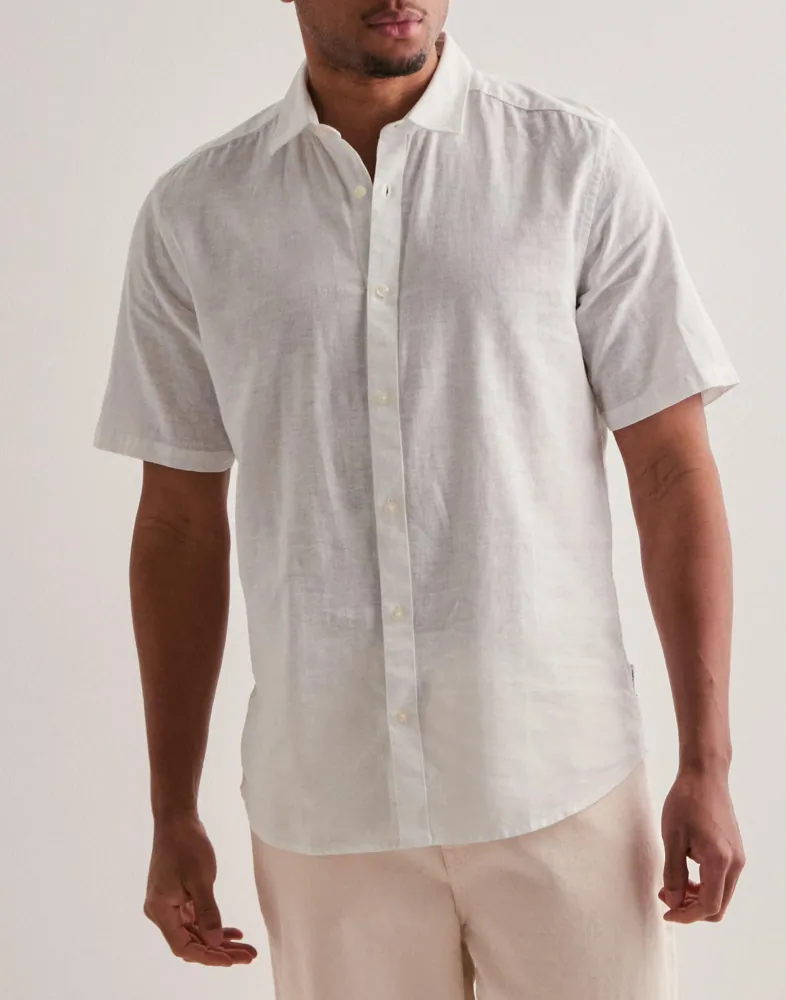 onscaiden ls solid linen shirt noos 22012321 only & sons overhemd white
