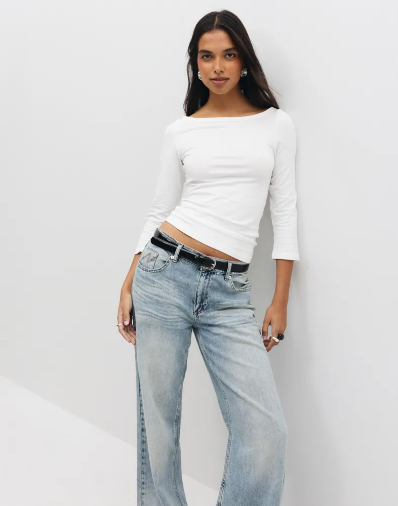 Pcphoebe 3/4 Boatneck Top Jrs Noos