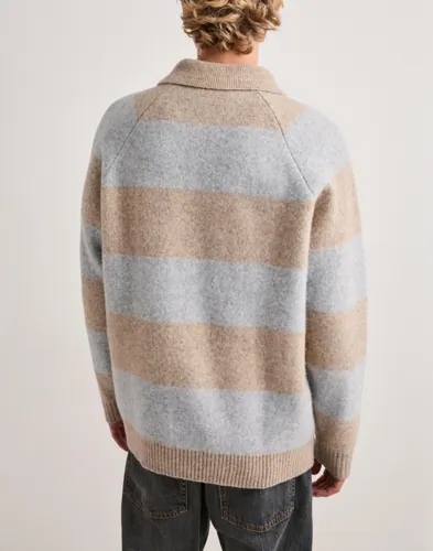 LES DEUX Striped Melange Knitted Polo Stickade tröjor polotröjor herr – bild 3