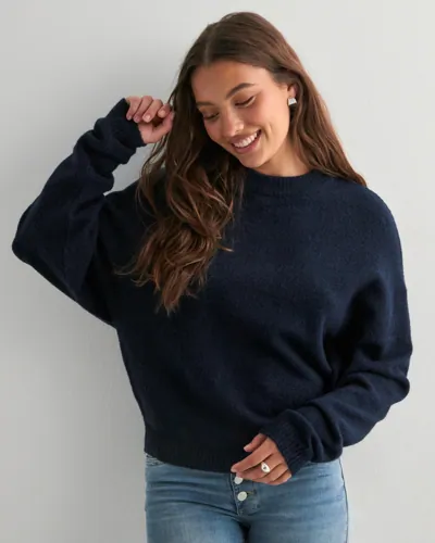 Nelly - Blå - Sleeve Focus Knit Sweater