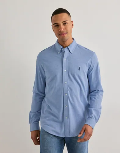 Blå långärmad Polo Ralph Lauren skjorta i mesh med button down-krage