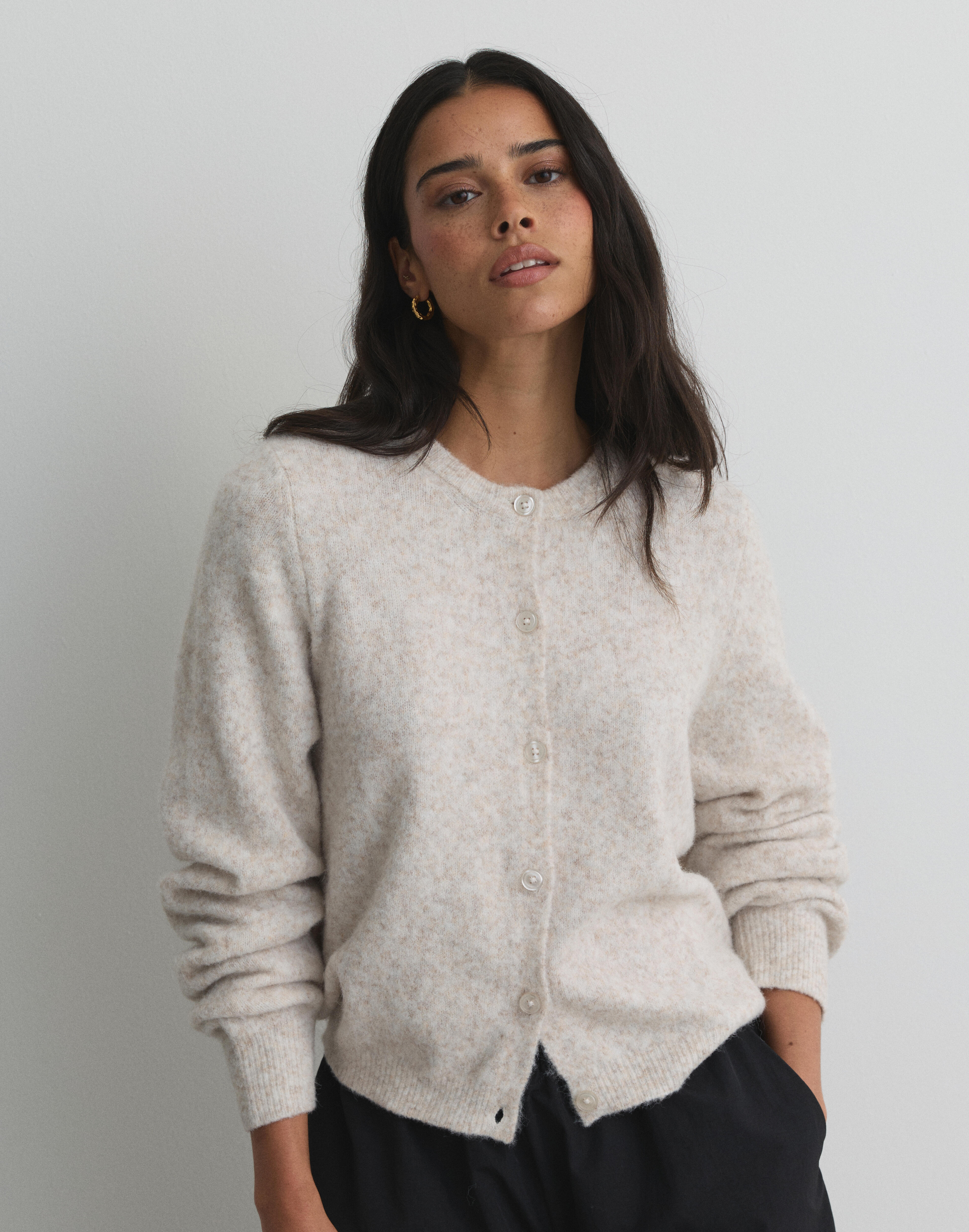 Buy Nelly Fuzzy Knit Cardigan - Beige | Nelly.com