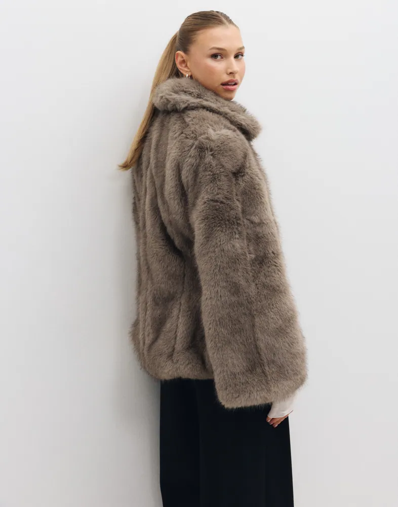 NEO NOIR Ariella Faux Fur Peplum Jacket jackor dam – bild 3